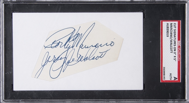Rocky Marciano and "Jersey" Joe Walcott Dual Signed Cut (SGC Authentic)